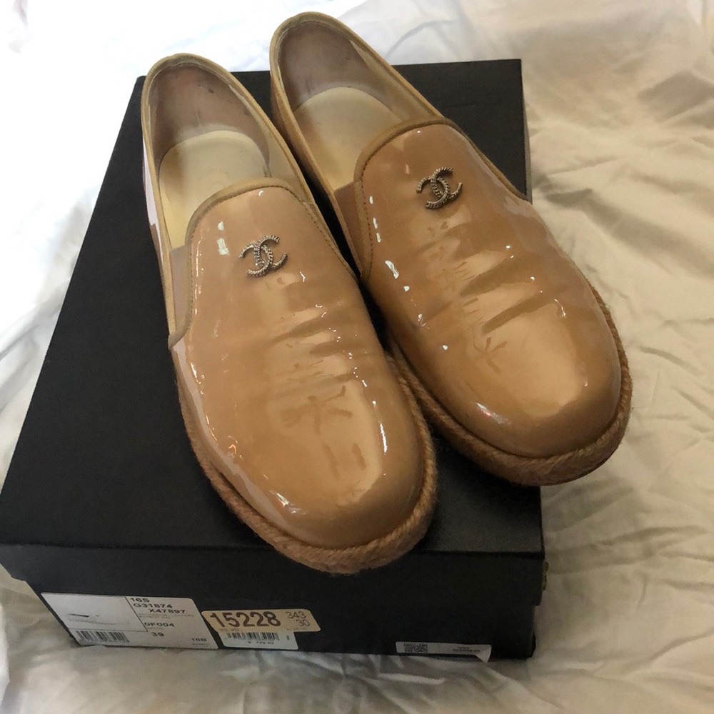 Chanel Beige Patent Loafer